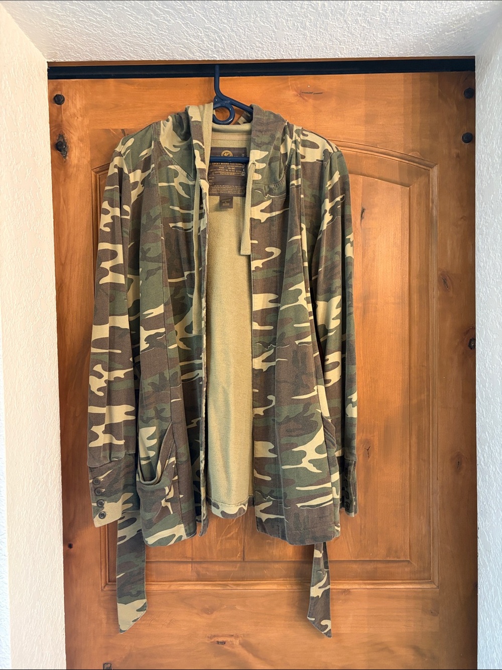 Lucky Brand Men's Camouflage Hooded Open Jacket - Green/Brown
